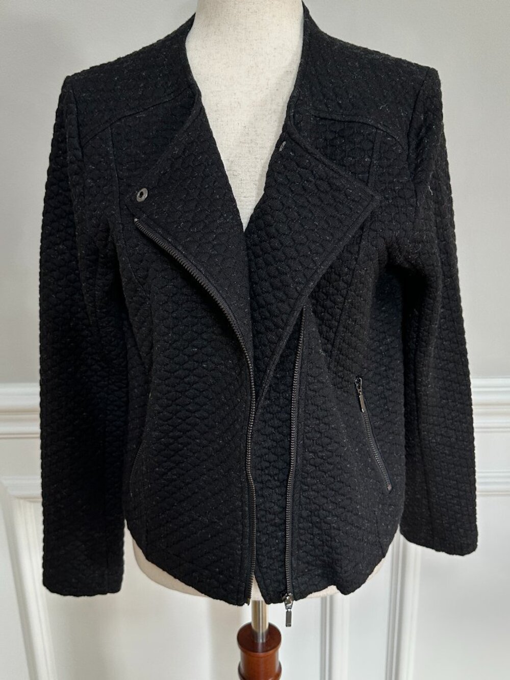 LYSSE Black Quilted Zip Moto Jacket Size M